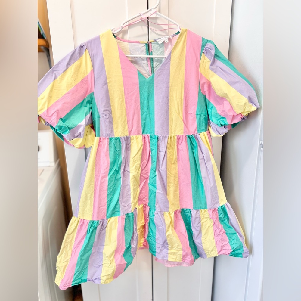 Peach Love California Pastel Striped Dress